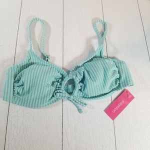 Xhilaration Bikini Spaghetti Strap Top Ribbed Light Blue & Gray